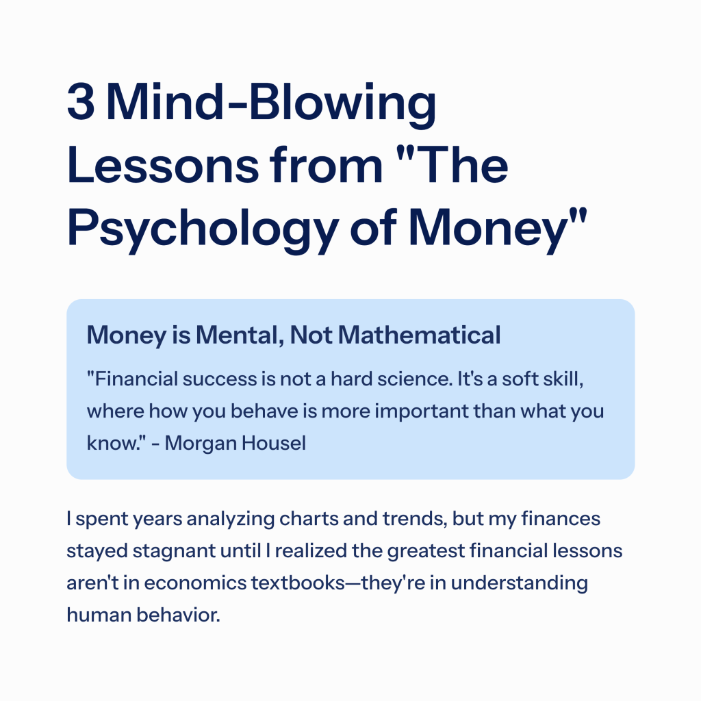 I read "The Psychology of Money." Here are 3 lessons on wealth, greed, and happiness that will change your financial life. Get the core takeaways.