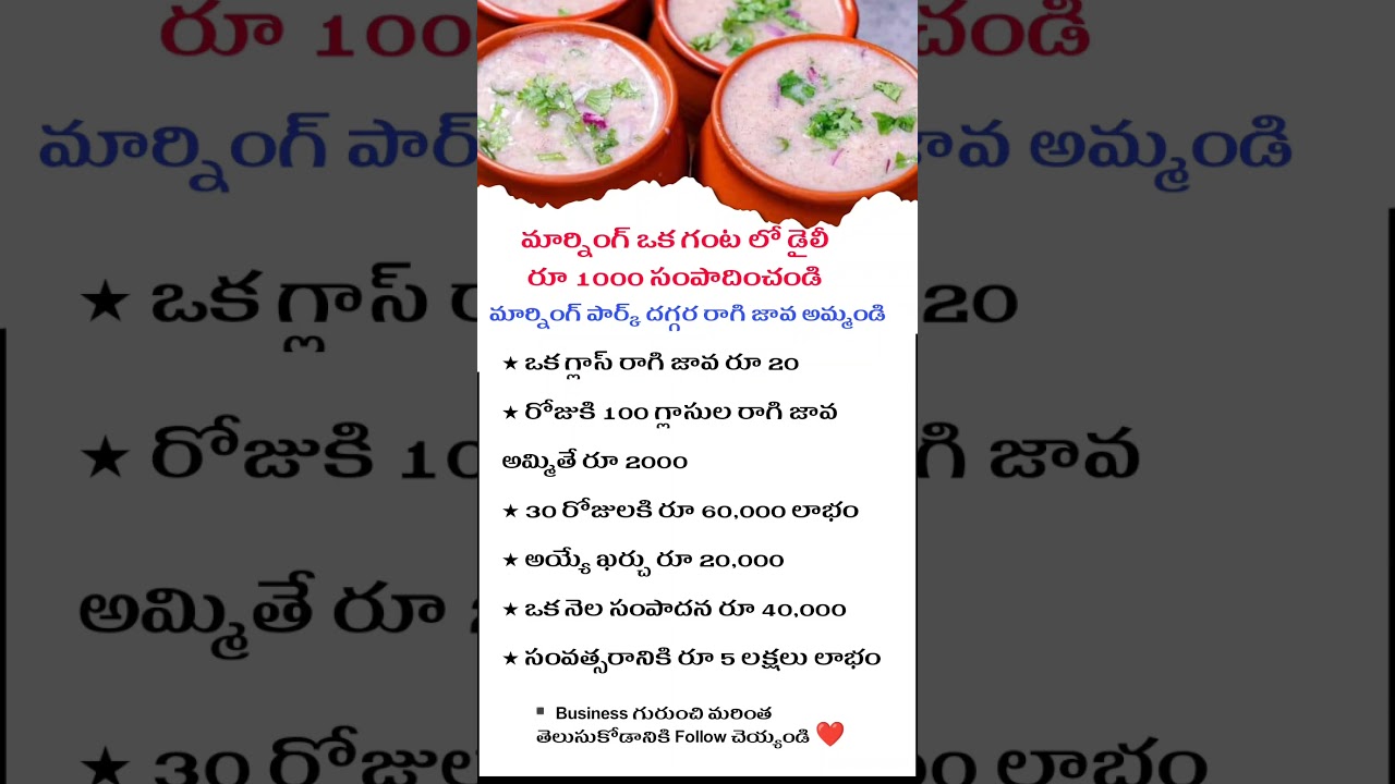 Business Startup Ideas Telugu | Ragi Java Business Idea | Business Marketing #business