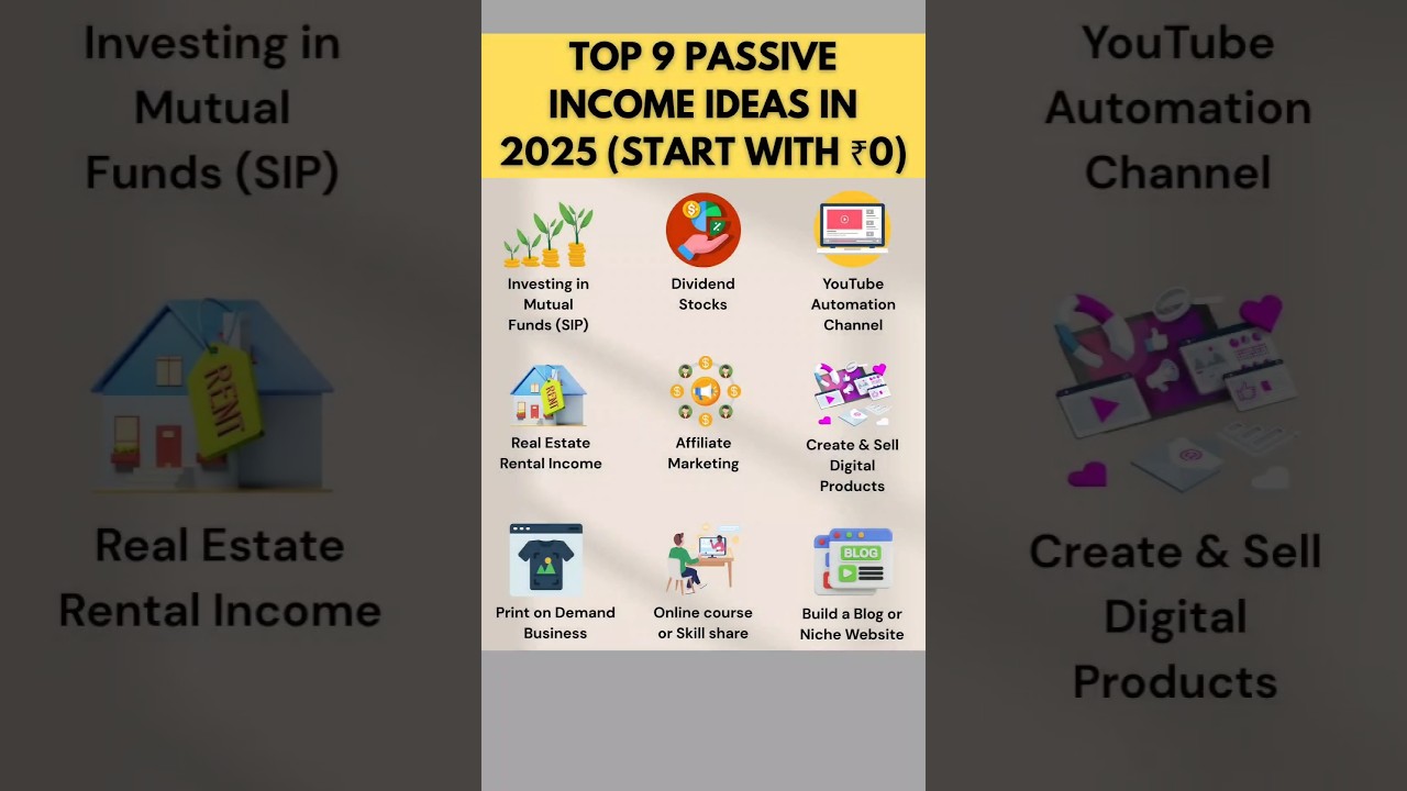 Top 9 Passive Income Ideas in 2025. #shortsfeed #income